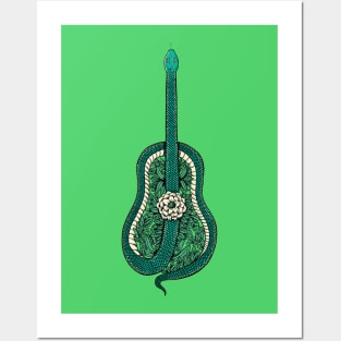 snake guitar Posters and Art